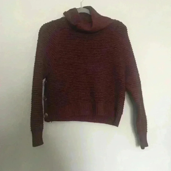 Madewell‎ chunky burgundy purple turtleneck sweater XS - Picture 2 of 7